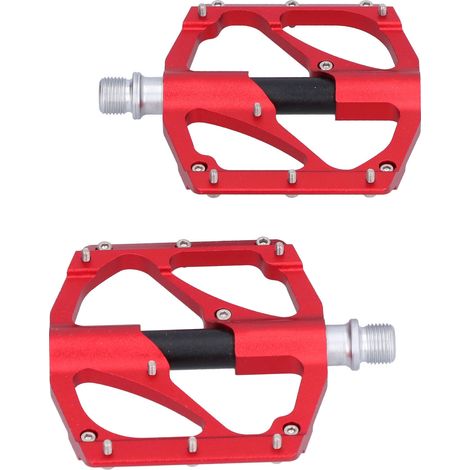 Rutschfeste, breite Hochgeschwindigkeits-Kugellager-Pedale aus Aluminiumlegierung für Mountainbikes, Rot (1/5)