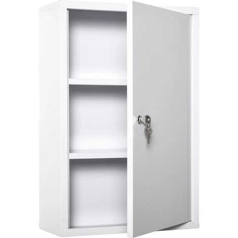 Botiquín de metal, diseño para montaje en pared, color blanco. (1/2)
