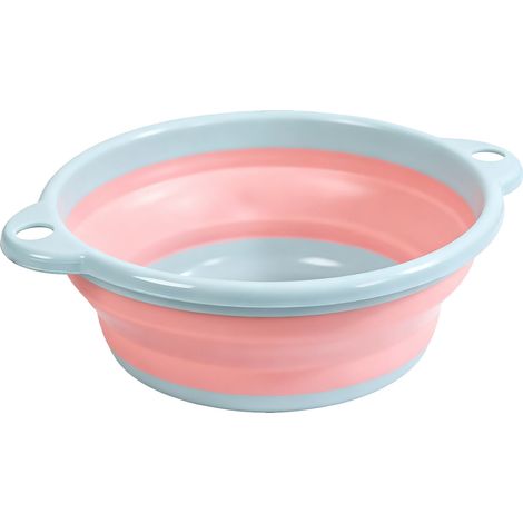 Zusammenklappbares Waschbecken, tragbar und robust, glänzende PP/TPR-Oberfläche, blau, 23 x 17,5 x 3,2 cm, 100 g (1/5)