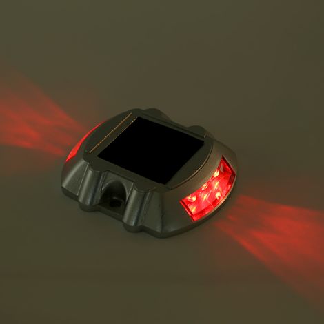 Lampe solaire extérieure à 6 LED, en aluminium moulé, étanche, pour allées, chemins et routes (rouge) (1/5)