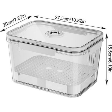 Lot de 3 boîtes de stockage pour fruits, conteneur réfrigérateur transparent avec couvercle et poignée, rangement alimentaire organisé pour cuisine (1/5)