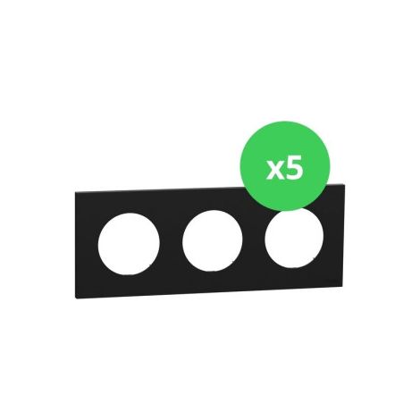 Schneider - Odace 2025 - LOT de 5 Plaques de finition 3 postes - Noir onyx - Ru00e9f : S940706 x 5 (1/5)