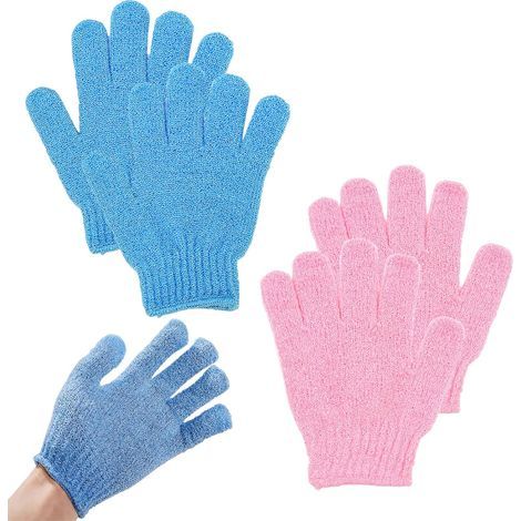 Paar Peelinghandschuhe, Peeling-Badehandschuhe, Körperpeeling-Handschuhe, Fünf-Finger-Badehandschuhe für Männer, Frauen und Kinder zum Peelen/Duschen/Baden/Spa/Massage (2 Farben) (1/5)