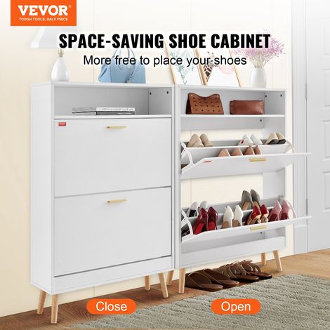 Meuble de Rangement à Chaussures avec 2 Abattants Armoire à Chaussures Grande Capacité avec Compartiment Supérieur Range-Chaussures… (1/5)