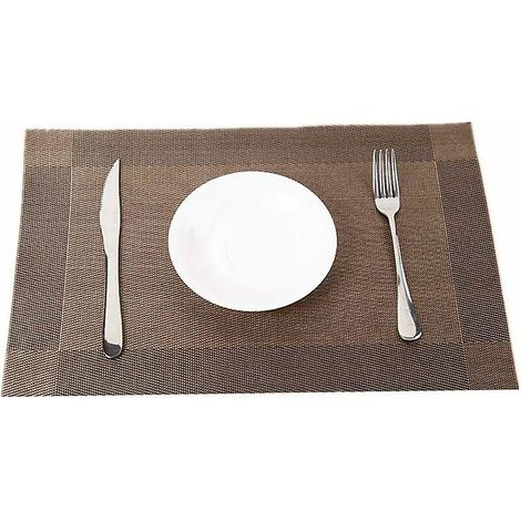 4pcs (couleur Du Caf)sets De Table Lavables Pvc Napperons ,napperon Rectangulaire Papier Antidrapants Anti Usure Rsistant  La Chaleur Dcoration Pl
