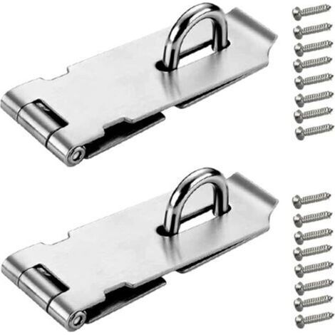 Loquet de porte, loquet de porte, serrure à loquet de porte, acier inoxydable 5 pouces avec vis pour jardin, garage, argent, 2 pièces (1/4)