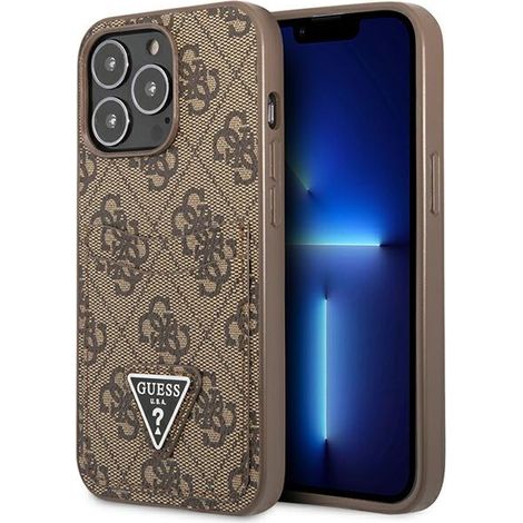 Guess GUHCP13LP4TPW iPhone 13 Pro / 13 6.1" marrone/marrone custodia rigida 4G Logo Triangolare Slot per carte (1/5)