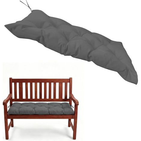 Coussin de banc pour intérieur et extérieur - 120 x 50 x 10 cm - Pour banc de jardin, chaise, balancelle de jardin (gris foncé) (1/5)