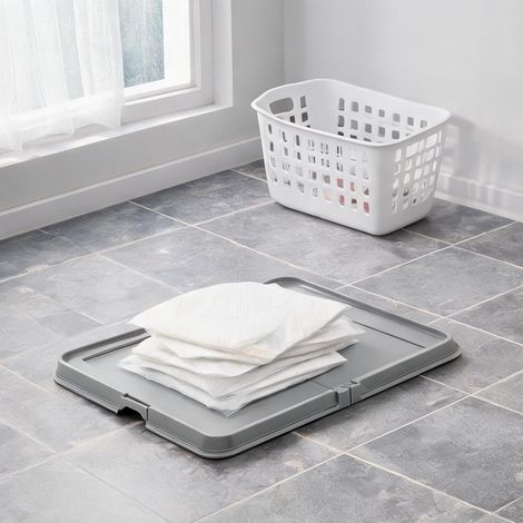 Toilette d'entraînement pliable pour chien 86 x 62 cm gris en PP (1/5)