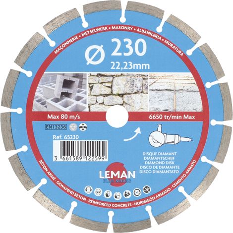DISQUE DIAMANT SEGM. BETON ARME D230X22.23 HT10 - 65230 - LEMAN (1/5)
