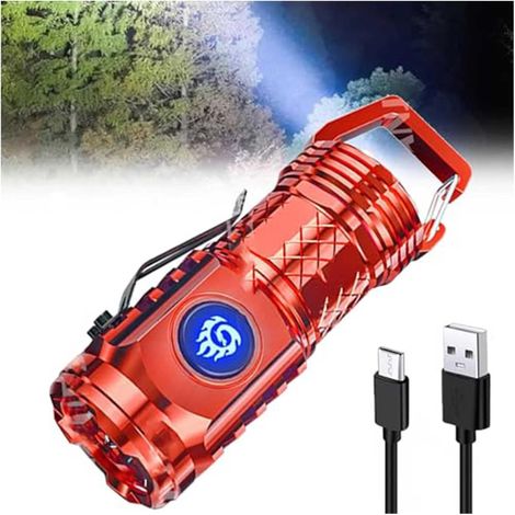 Monstre à Trois Yeux Mini Flash Super Puissance Lampe Torche, Lampe de Poche Allemande à la Taille du Pouce, Mini Lampe Torche à Trois Yeux, Petite Lampe de Poche Extérieure Rechargeable et