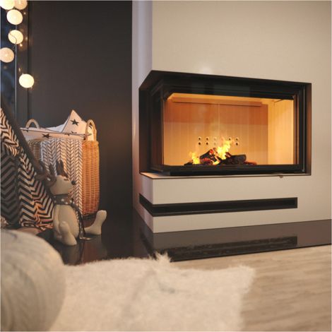 Insert cheminée MBO 15 BS vitre à gauche – 4 bouches récupérateur – Acier haute qualité – Efficacité 83% – Combustion écologique – Kratki (1/5)