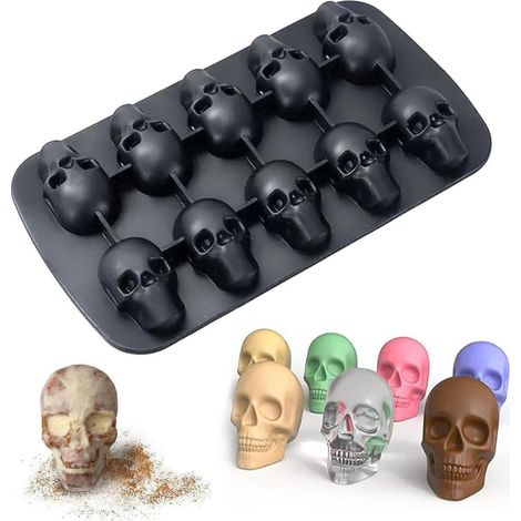 Silikon Eiswürfelform Totenkopf 3D für Cocktails, Schokolade & Kuchen