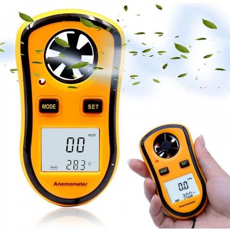 Anemometro digitale - Misuratore di velocità del vento + Temperatura + Scala Beaufort - Schermo LCD (1/5)
