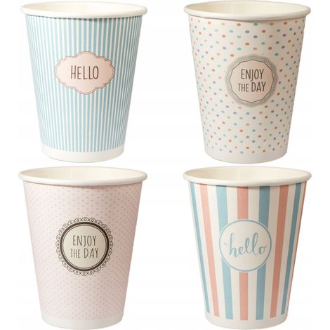 Gobelets en papier jetables pastel - 400 ml, lot de 50 (1/5)