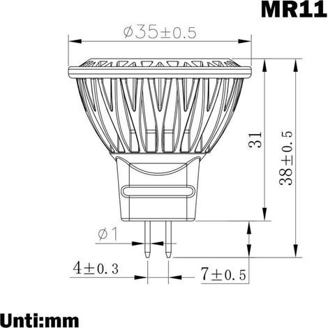 Ampoule LED MR11 GU4 3 W 12 V – Équivalent 35 W, 280 lm, angle 30°, blanc froid 6000 K, lot de 6, classe A+ (1/3)