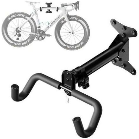 Support mural pour vélo pliable, avec angle et distance réglables, compatible avec vélos de route, VTT et vélos hybrides, jusqu'à 23 kg. (1/5)