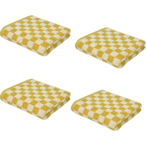 4 serviettes à carreaux, serviettes de bain à carreaux 100% coton, serviettes à main absorbantes douces pour la salle de bain, 13 "x 29" (1/5)