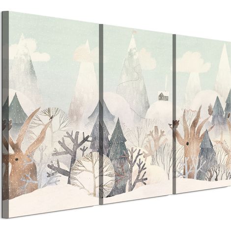 Quadro su tela italiana 90 x 60 cm trittico - stile scandinavo - natura Quadro su tela italiana 120 x 80 cm trittico - stile scandinavo - natura (1/5)