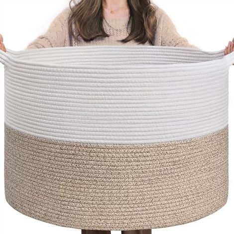 Aufbewahrungskorb Kinderzimmer, Korb Aufbewahrung, Wäschekorb Kinder, Korb Groß, Körbe für Decken, Baby Spielzeug, Körbe Geflochten, 55x35cm, Braun