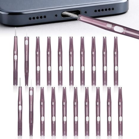 20-teiliges Handy-Reinigungsset, Ladeanschlussreiniger mit Anti-Verstopfungsbürsten und Haken, USB-C-Anschlussreiniger für Mobiltelefone, Kopfhörer und Lautsprecher (Lila) (1/5)