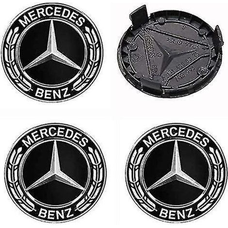 4 Stück Radnabenkappen, kompatibel mit Mercedes-Benz 75-mm-Radnabenabdeckungen, ABS-Autozubehör