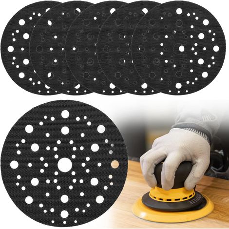 Lot de 6 patins de protection, diamètre : 150 mm, 70 trous, avec fermeture , compatibles avec 8295612111, tampons de protection pour ponceuse excentrique, tapis de protection pour disque de (1/5)