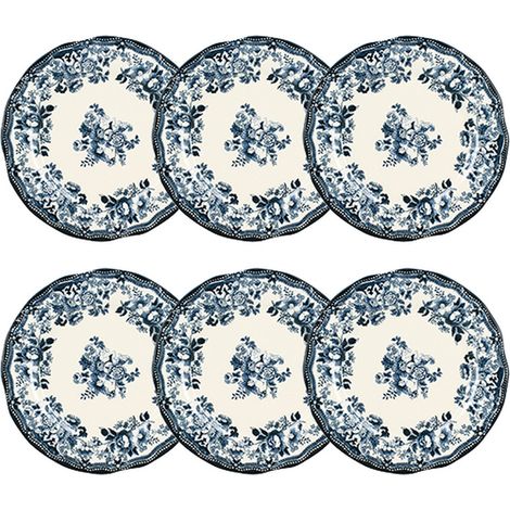 Lot de 6 assiettes plates en grès 26cm, FAUSTINE