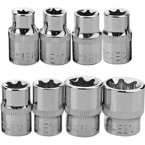 Jeu de douilles Torx E-Torx 3/8" pour outils à main polyvalents E8-E20 (1/4)