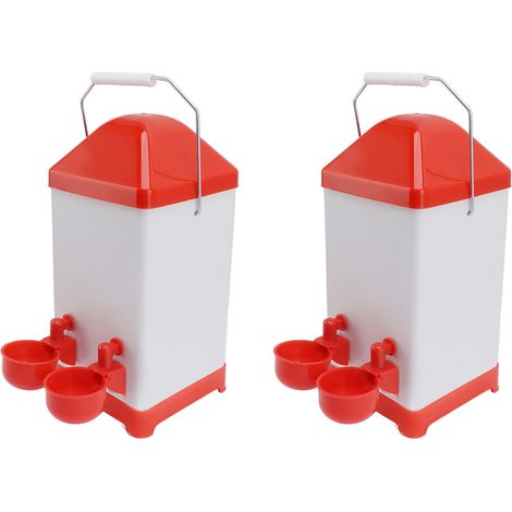 Ensemble abreuvoir-mangeoire automatique pour poulets, comprenant un abreuvoir à coupelle et un distributeur d'eau. Matériel d'alimentation pour l'élevage de volailles. (1/5)