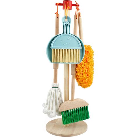 Lot de 6 balais-serpillères en bois pour enfants, jouet d'imitation et d'éveil. (1/5)