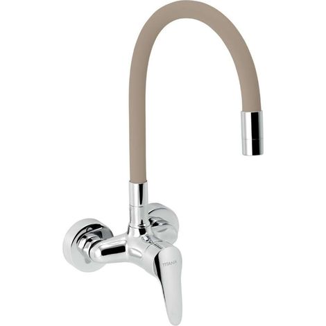 Novaservis Titania Iris - Grifo de fregadero con brazo flexible, beige/cromo 94484,0BE