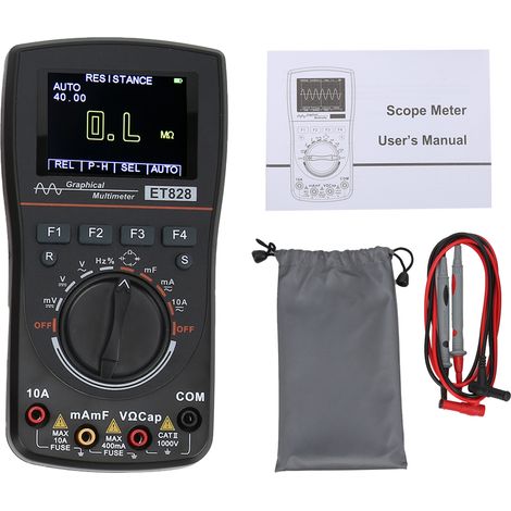 Oscilloscope ET828 Pro 2.5Msps 1MHz, Mode de balayage multiple, affichage numérique automatique, multimètre léger (1/5)