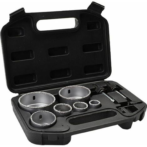 GABRIELLE Diamantbeschichtetes Fliesen-Lochsägen-Set mit Aufbewahrungsbox aus Legierung, 6 Löcher, 22–73 mm, tragbar, langlebig, Betonschneiden (1/5)