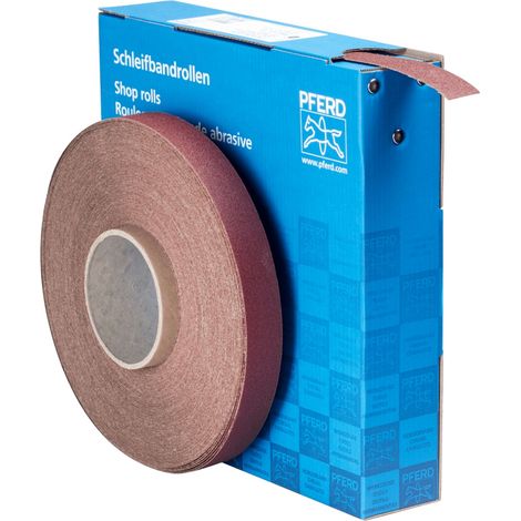 PFERD TOOLS Korund Schleifbandrolle Gewebe SBR Breite 25 mmxLänge 50m A100 für universelle Anwendung (1/3)