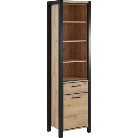 Estantería Temire 101 , Con puertas, Abierto, Con cajones, Aglomerado laminado, Número de puertas: 1, Número de cajones: 1, 200x55x41cm (1/5)