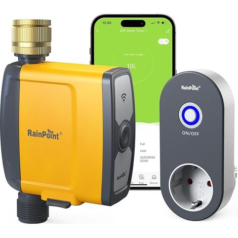 2.4GHz WiFi Watering Timer, Brass Input, Automatic Watering Timer with App/Voice Control, Weather/Soil Moisture Based Irrigation for Garden, Lawn, Greenhouse (1/5)