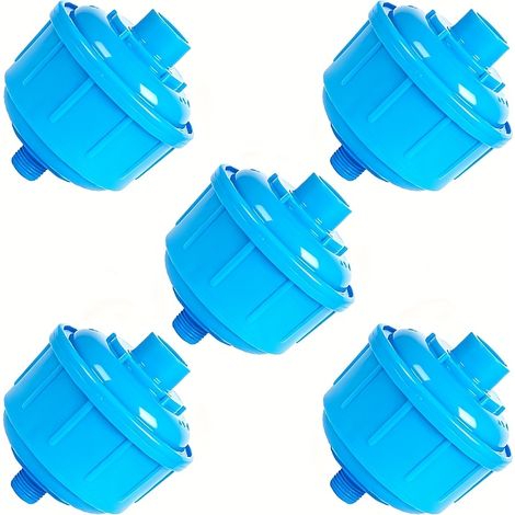 Lot de 5 mini-filtres déshydrateurs d'air et d'eau, filetage 1/4", pour pistolets pulvérisateurs et outils pneumatiques, séparateurs d'humidité en ligne, bleu (1/5)
