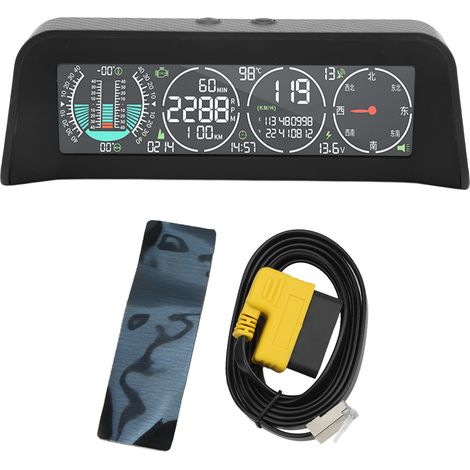 Affichage Tête Haute HUD GPS OBD Intelligent Multifonction Double Canal Luminosité Réglable Écran Universel (1/5)