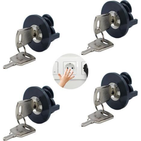 4 Pack Cache Prise Bébé Verrous de Prise Enfants Verrouillables pour Protection Prise Courant Électrique Protection contre le Contact des Bébé et des Animaux avec des Appareils Électriques, avec Clé (1/5)
