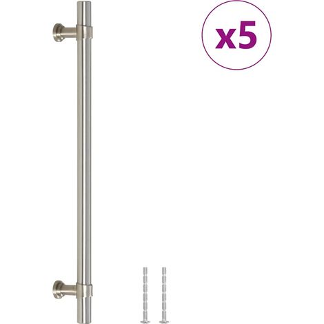 Poignées d'armoire 5 pcs Poignée de meuble argenté 192 mm acier inoxydable CFW14069 (1/5)