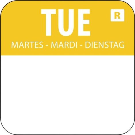 Etiquettes Alimentaires Code Couleur Jaune Mardi 24 mm - Lot de 1000