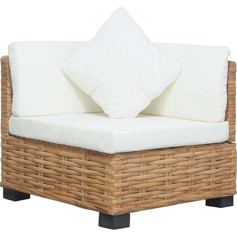vidaXL Canapé d'angle avec coussins Rotin naturel (1/5)