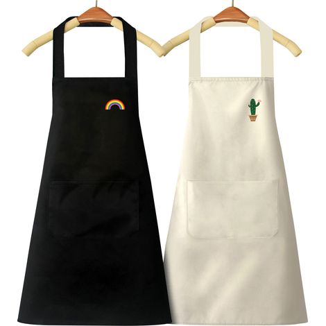 Tablier de cuisine imperméable ajustable en 2 pièces avec 4 poches, idéal pour les couples (1/5)