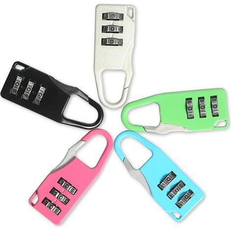 Kofferschlösser – 5er-Pack Mini-Zahlenschlösser für Reisen, 3-stellige Sicherheitsschlösser. Der ideale kleine Safe für Koffer, Gepäckstücke, Laptoptaschen und Rucksäcke. (1/5)