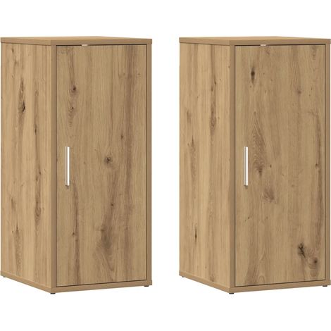 Lot de 2 armoires à chaussures 32 x 35 x 70 cm avec porte rangement pratique style chêne artisanal en bois (1/5)