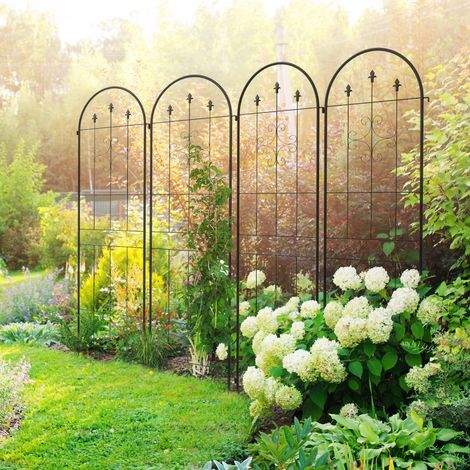 Lot de 4 treillis de jardin support pour plantes grimpantes en acier 50 x 180 cm noir