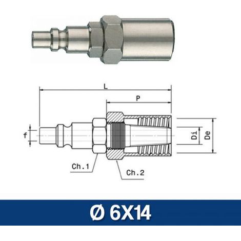 INNESTO RAPIDO PROFILO ITALIA CON MASCHERINA PORTAGOMMA 14/A - 14/B (14496V) Ø 6X14 (14496) (1/2)