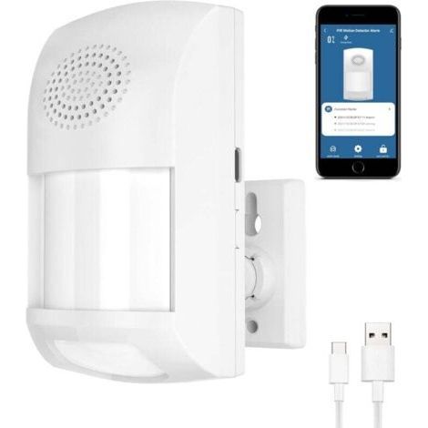 Smart Motion Detector, WiFi Wireless Security Alarm, 110dB Sound and Light Alarm, Free App Alerts, Home Security PIR Motion Detector with 4 Modes (1/5)