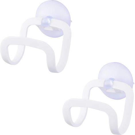 Lot de 2 supports de rangement d'évier en forme de U avec ventouses, porte-brosse à récurer, adaptés pour placer des éponges, lave-vaisselle et guirlandes (blanc) (1/5)